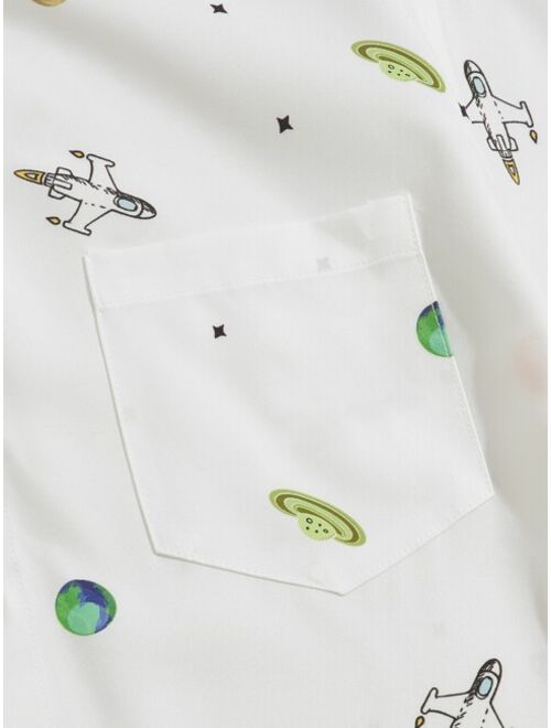 SHEIN Men Planet Plane Print Shirt