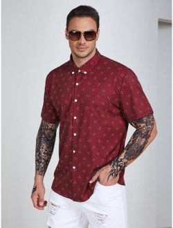 Extended Sizes Men Allover Print Shirt