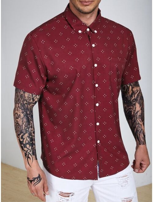 Extended Sizes Men Allover Print Shirt
