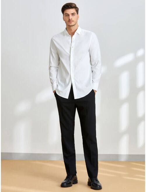 SHEIN Men Solid Button Up Shirt