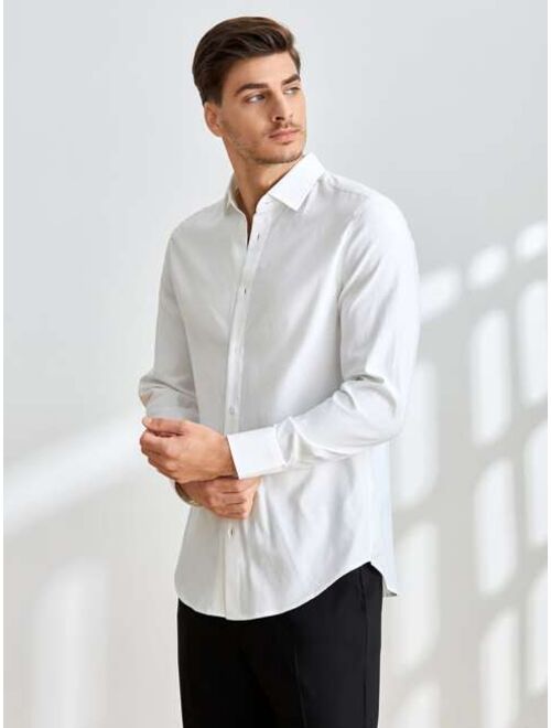 SHEIN Men Solid Button Up Shirt