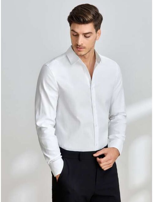 SHEIN Men Solid Button Up Shirt