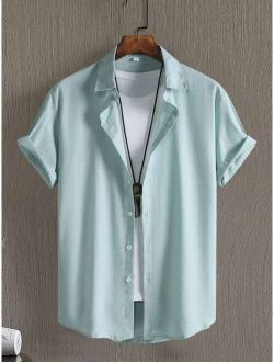 Men Solid Button Up Shirt Without Tee