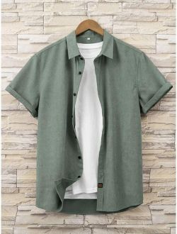 Men Letter Patched Detail Shirt Without Tee