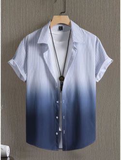 Men Striped Print Ombre Shirt Without Tee