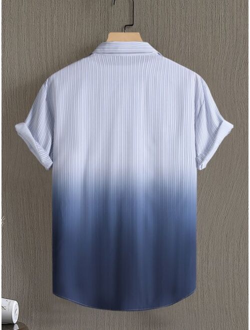 Men Striped Print Ombre Shirt Without Tee