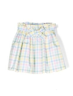 Tie check-print mini skirt