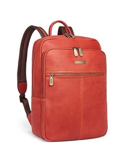 Mens Laptop Backpack Genuine Leather 15.6 inch Computer Bag Business Work Travel Daypack Vintage Large Shoulder Bag