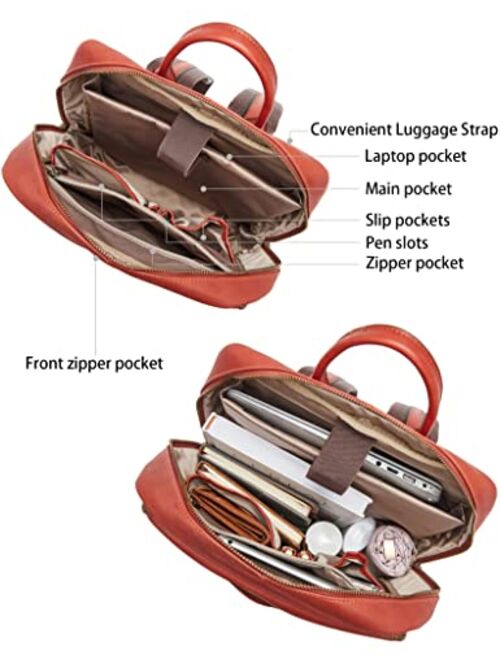 BOSTANTEN Mens Laptop Backpack Genuine Leather 15.6 inch Computer Bag Business Work Travel Daypack Vintage Large Shoulder Bag