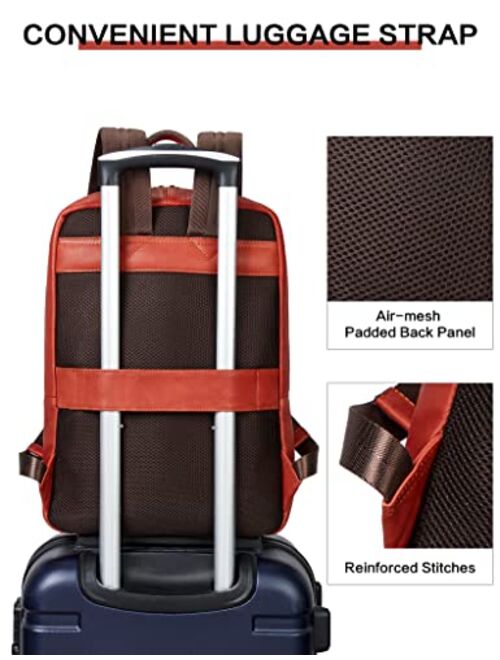 BOSTANTEN Mens Laptop Backpack Genuine Leather 15.6 inch Computer Bag Business Work Travel Daypack Vintage Large Shoulder Bag