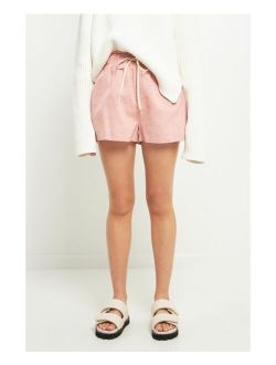 GREY LAB Women's Linen Shorts with Contrast Strap