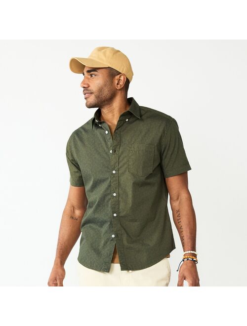 Men's Sonoma Goods For Life Short Sleeve Perfect Length Button Down Shirt