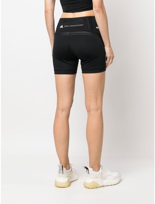 adidas by Stella McCartney panelled logo-print performance shorts