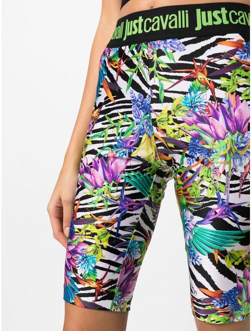 Just Cavalli floral zebra-print cycling shorts