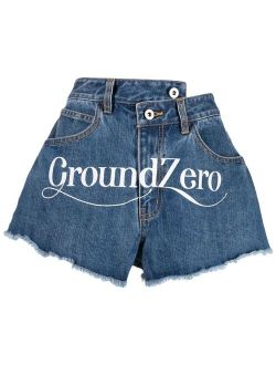 Ground Zero logo-print denim shorts