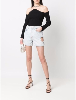 Off-White cut-out high-waisted denim shorts