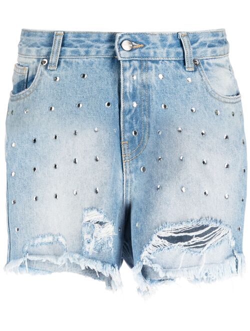 BARROW crystal-embellished denim shorts