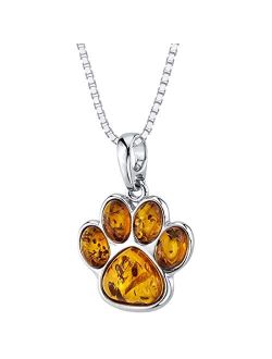 Genuine Baltic Amber Animal Pendant Necklace for Women 925 Sterling Silver with 18 inch Chain