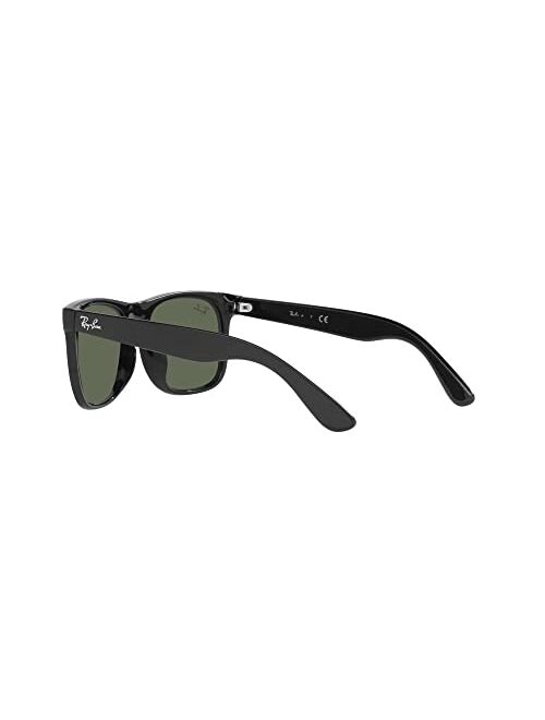 Ray-Ban Junior Kids' RJ9069SF Low Bridge Fit Square Sunglasses, Black/Dark Green, 50 mm
