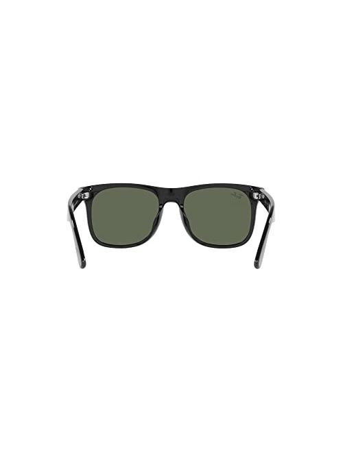 Ray-Ban Junior Kids' RJ9069SF Low Bridge Fit Square Sunglasses, Black/Dark Green, 50 mm