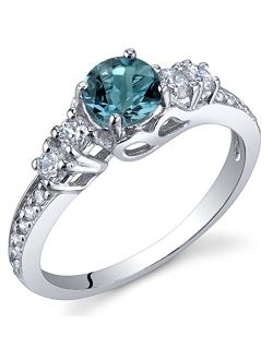 London Blue Topaz Ring 925 Sterling Silver, 0.50 Carat Round Shape, December Birthstone Enchanting Solstice Solitaire, Sizes 5 to 9
