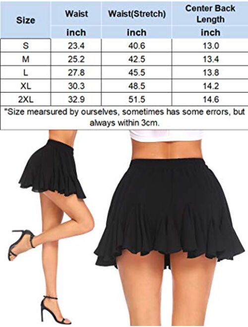 Avidlove Women's Pleated Skater Skirt Basic Casual High Waisted Ruffles Flared Mini Lingerie Skirts