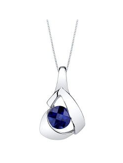 925 Sterling Silver Chiseled Solitaire Pendant Necklace for Women in Various Gemstones, Round Shape 6mm, with 18 inch Chain