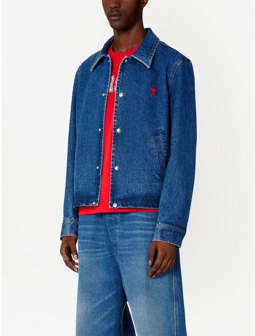 AMI Paris denim logo-embroidered shirt jacket