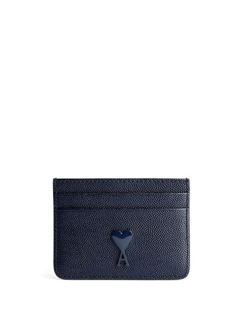 AMI Paris monogram-detail pebbled leather cardholder