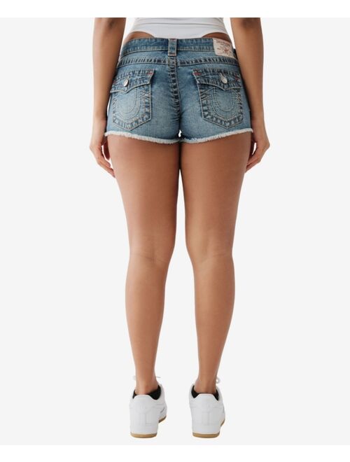 True Religion Women's Joey Big T Cut Off Denim Shorts