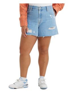 Trendy Plus Size Cotton High-Rise Mom Shorts