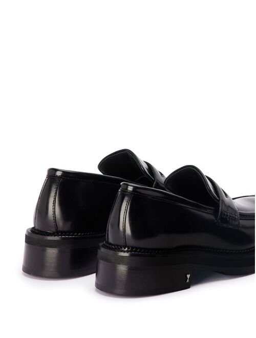 AMI Paris square-toe patent-leather loafers