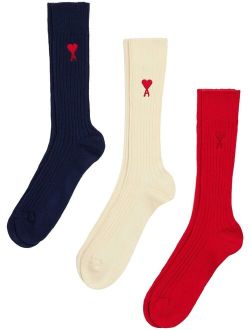 three-pack Ami de Coeur monogram socks