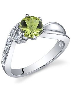 Peridot Ethereal Solitaire Ring for Women 925 Sterling Silver, Natural Gemstone, 0.75 Carat Round Shape 6mm, Comfort Fit, Sizes 5 to 9