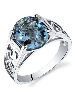 London Blue Topaz Lattice Engagement Ring for Women 925 Sterling Silver, 2.75 Carats Oval Shape Natural Gemstone, Comfort Fit, Sizes 5 to 9
