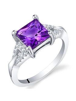 Sterling Silver Sweetheart Ring for Women in Various Gemstones, Princess Cut 7mm, Sizes 5 to 9