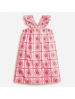 Girls' ruffle halter dress with embroidery