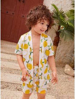 Toddler Boy Lemon Print Beach Swimsuit