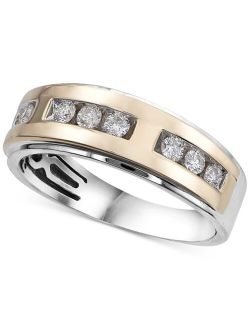 MACY'S Men's Diamond Two-Tone Band (1/2 ct. t.w.) in 10k Gold & White Gold