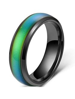 Jude Jewelers 4mm Stainless Steel Temperature Sensative Color Changing Wedding Band Mood Ring
