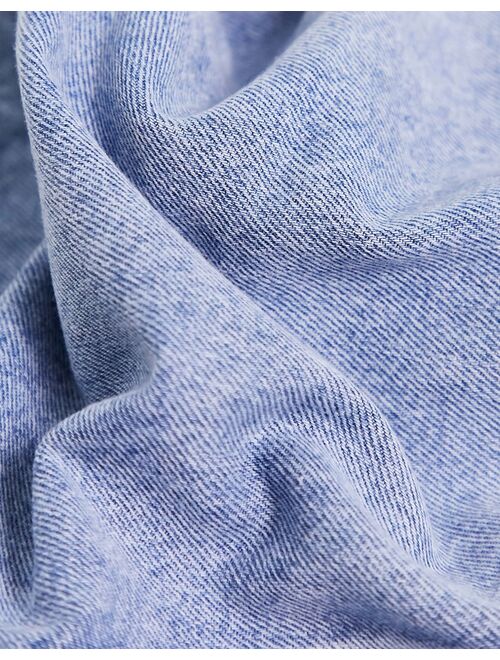 ASOS DESIGN denim shorts in shorter length with seam detail in mid blue wash