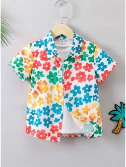 Toddler Boys Floral Print Shirt Without Tee