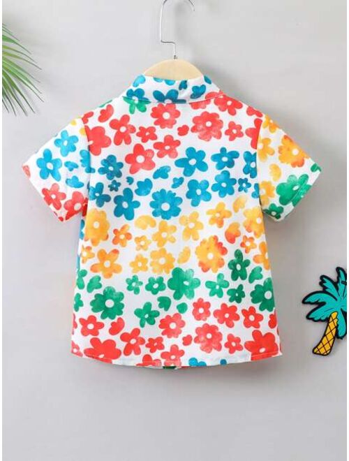 SHEIN Toddler Boys Floral Print Shirt Without Tee