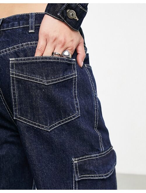 COLLUSION x008 mid rise straight cargo jeans in indigo - part of a set