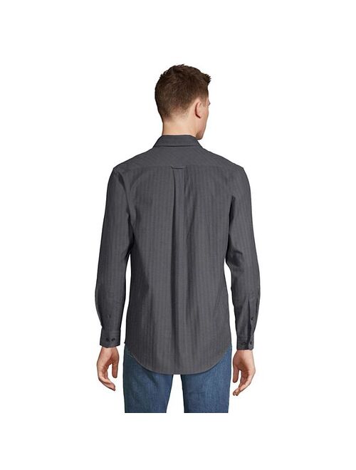lands end Men's Lands' End Traditional-Fit Comfort-First Lightweight Plaid Flannel Button-Down Shirt