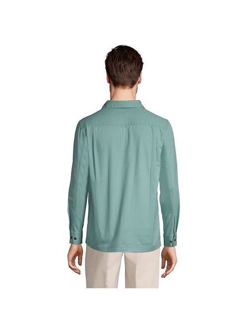 lands end Men's Lands' End Traditional-Fit Textured Camp-Collar Button-Down Shirt