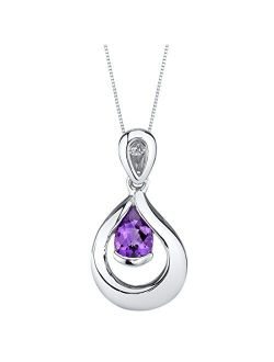 925 Sterling Silver Raindrop Solitaire Pendant Necklace for Women in Various Gemstones, Teardrop Pear Shape 7x5mm, with 18 inch Chain