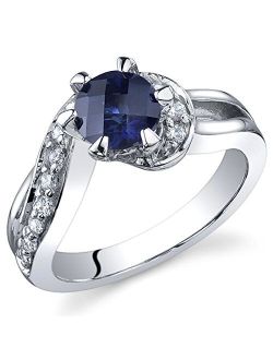Created Blue Sapphire Sweet Solitaire Ring for Women 925 Sterling Silver, 1.25 Carats Round Shape 6mm, Comfort Fit, Sizes 5 to 9