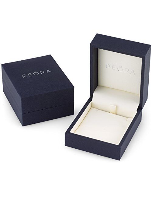 Peora Aquamarine Ring for Women 14K White Gold with White Topaz, Genuine Gemstone Birthstone, 1.13 Carats total, 6mm Cushion Cut, Halo Design, Sizes 5 to 9
