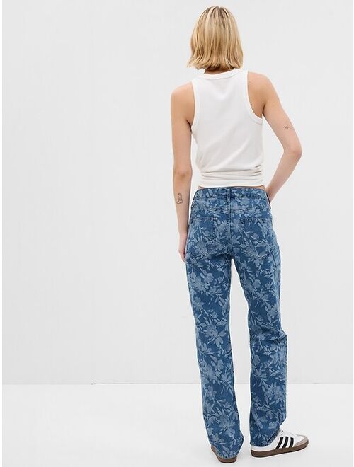 Gap Mid Rise Organic Cotton Floral Print '90s Loose Jeans with Washwell